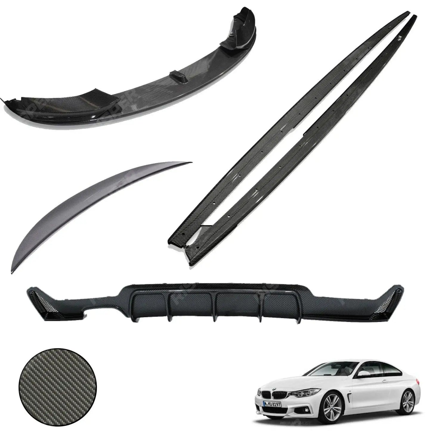 BMW 4 Series F32 M Sport 2014-2020 Carbon Look Full Aero Body Lip Kit - Diffuser 00___