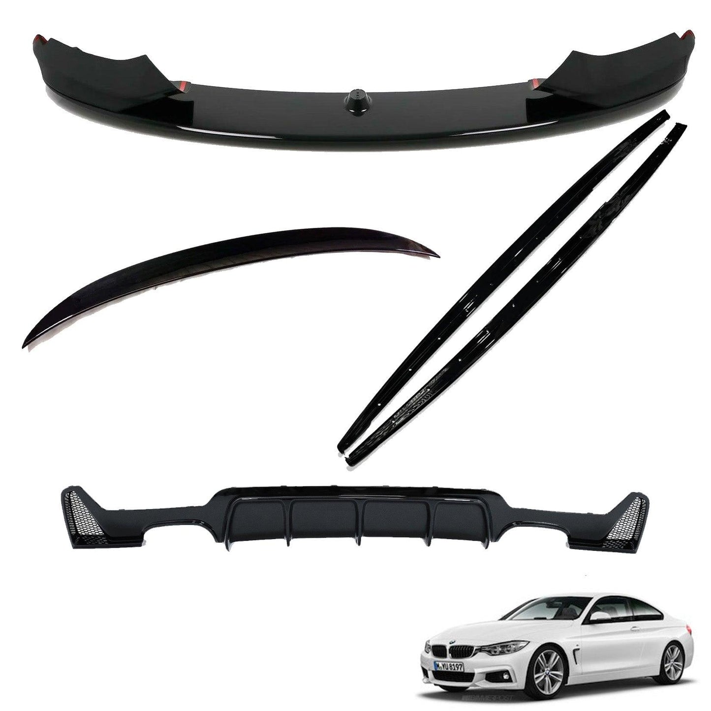 BMW 4 Series F32 M Sport 2014-2020 Gloss Black Full Aero Body Lip Kit - Diffuser 00__00 - TMC Motorsport