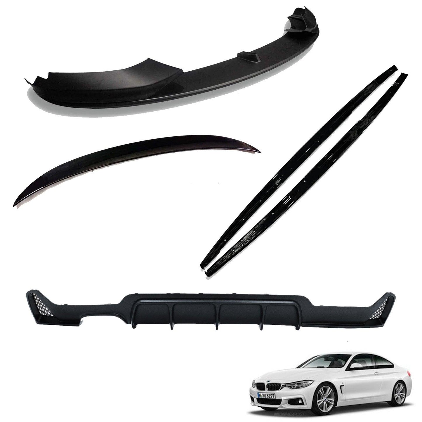 BMW 4 Series F32 M Sport 2014-2020 Matte Black Full Aero Body Lip Kit - Diffuser 00___ - TMC Motorsport