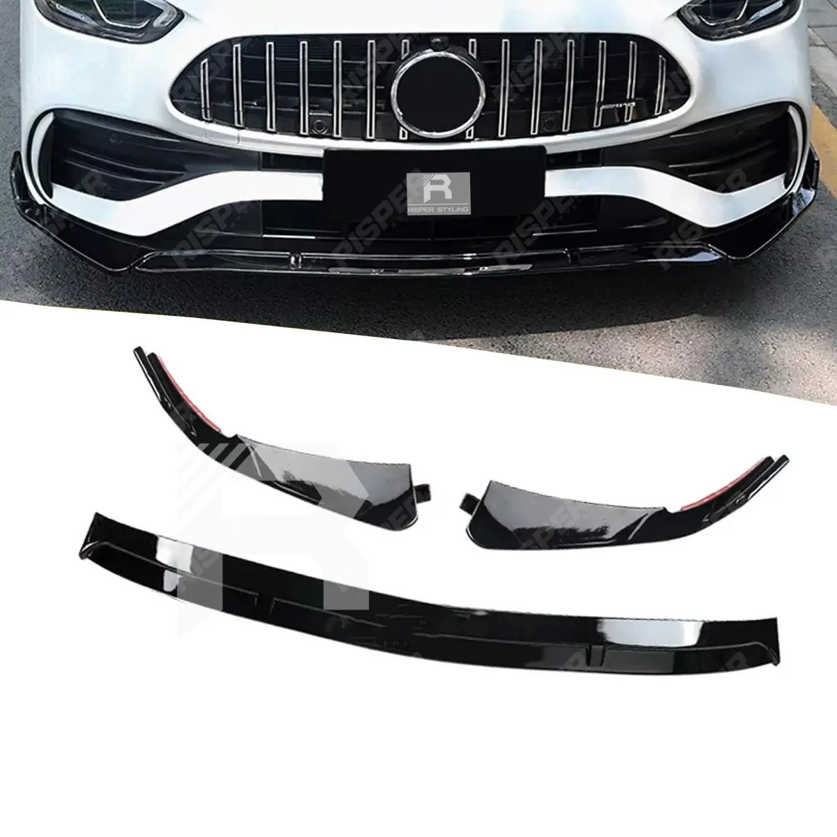 Brabus Style Front Splitter Lip In Gloss Black For Mercedes C-Class W206 2022+