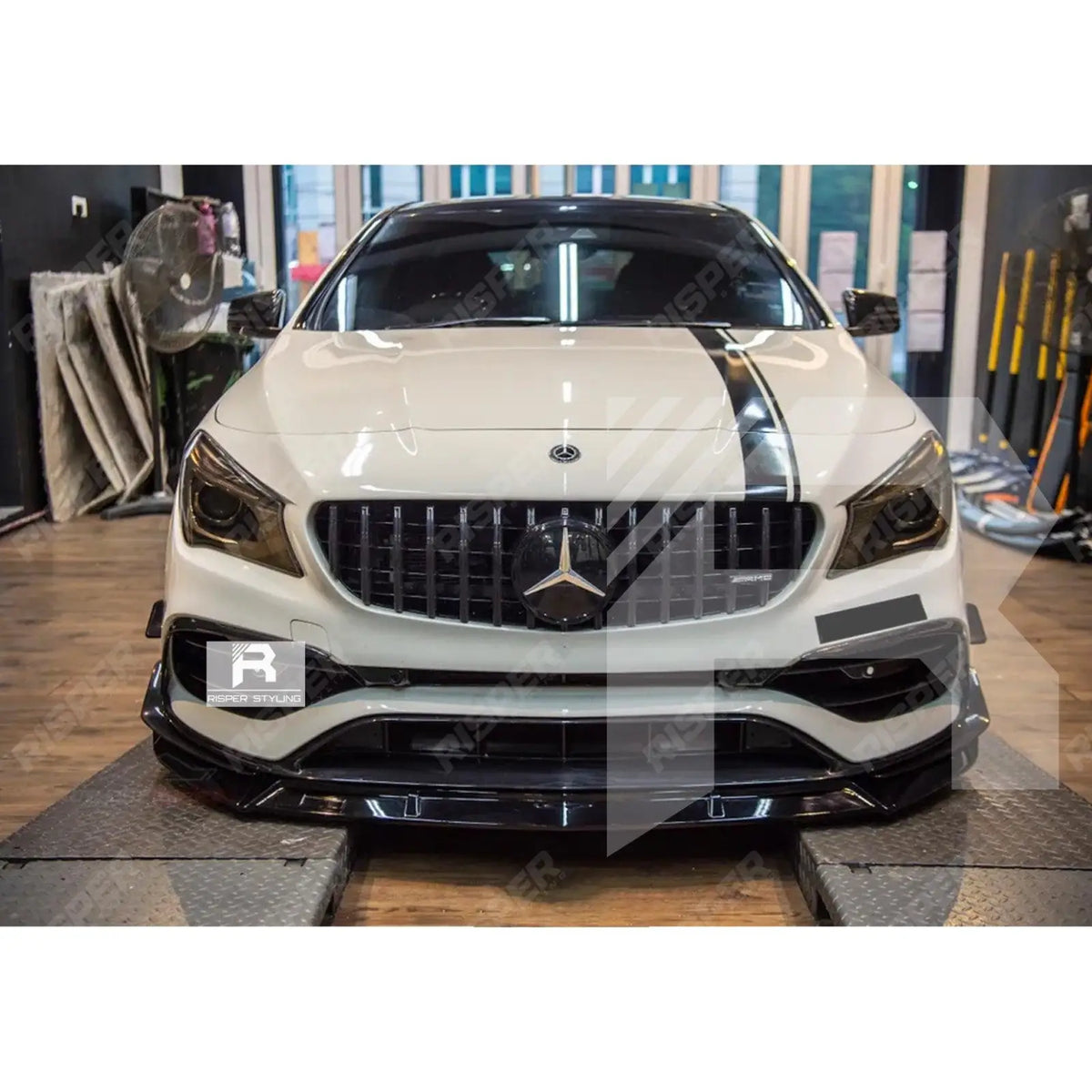 Brabus Style Gloss Black 3 Piece Front Splitter Lip For Mercedes CLA W117 2013-2019