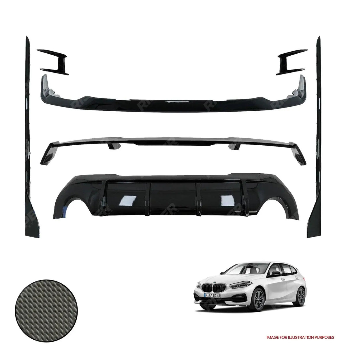 Carbon Look Full Aero Kit For BMW 1 Series F40 2018 - 2024