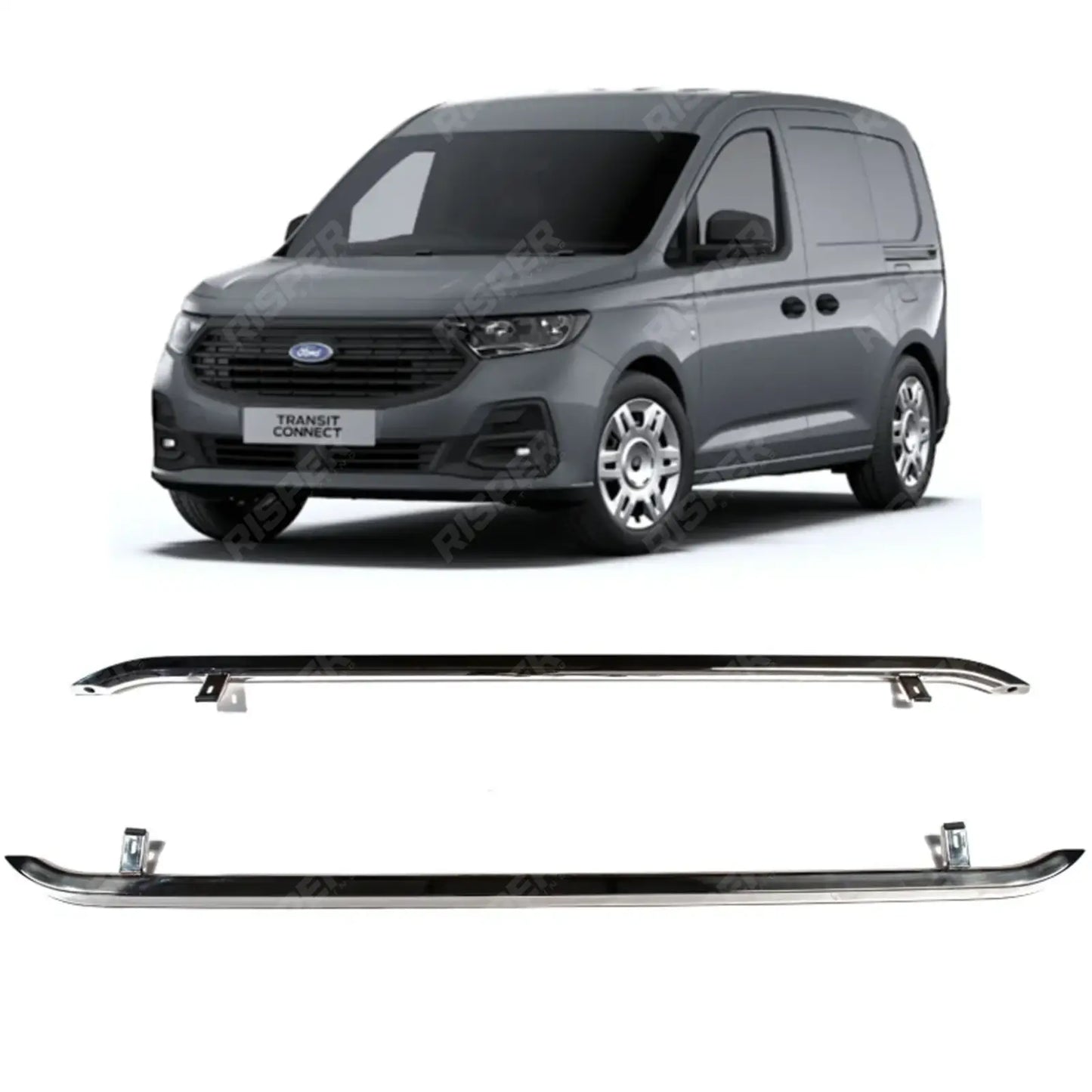 Ford Transit Connect 2024 On SWB Trapezoid Side Bars in Stainless Steel