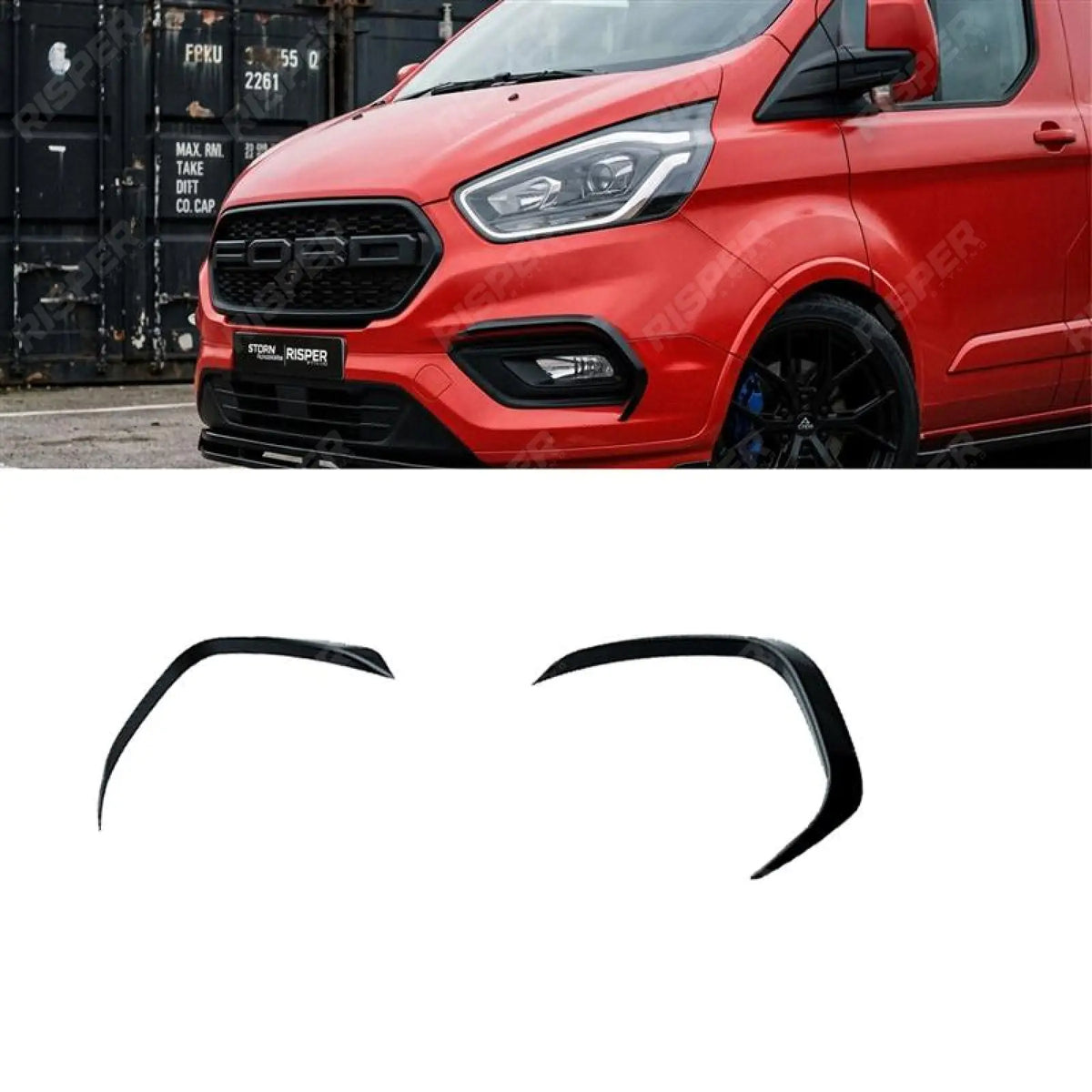 Front Canards In Gloss Black For Ford Transit Custom Mk1 Facelift 2017-2023