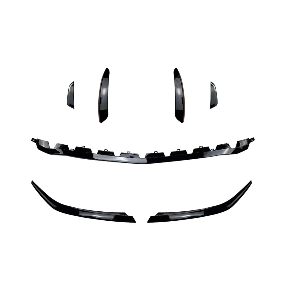 FRONT SPLITTER WITH CANARDS IN GLOSS BLACK For MERCEDES A CLASS AMG LINE W177 FACELIFT 2023+