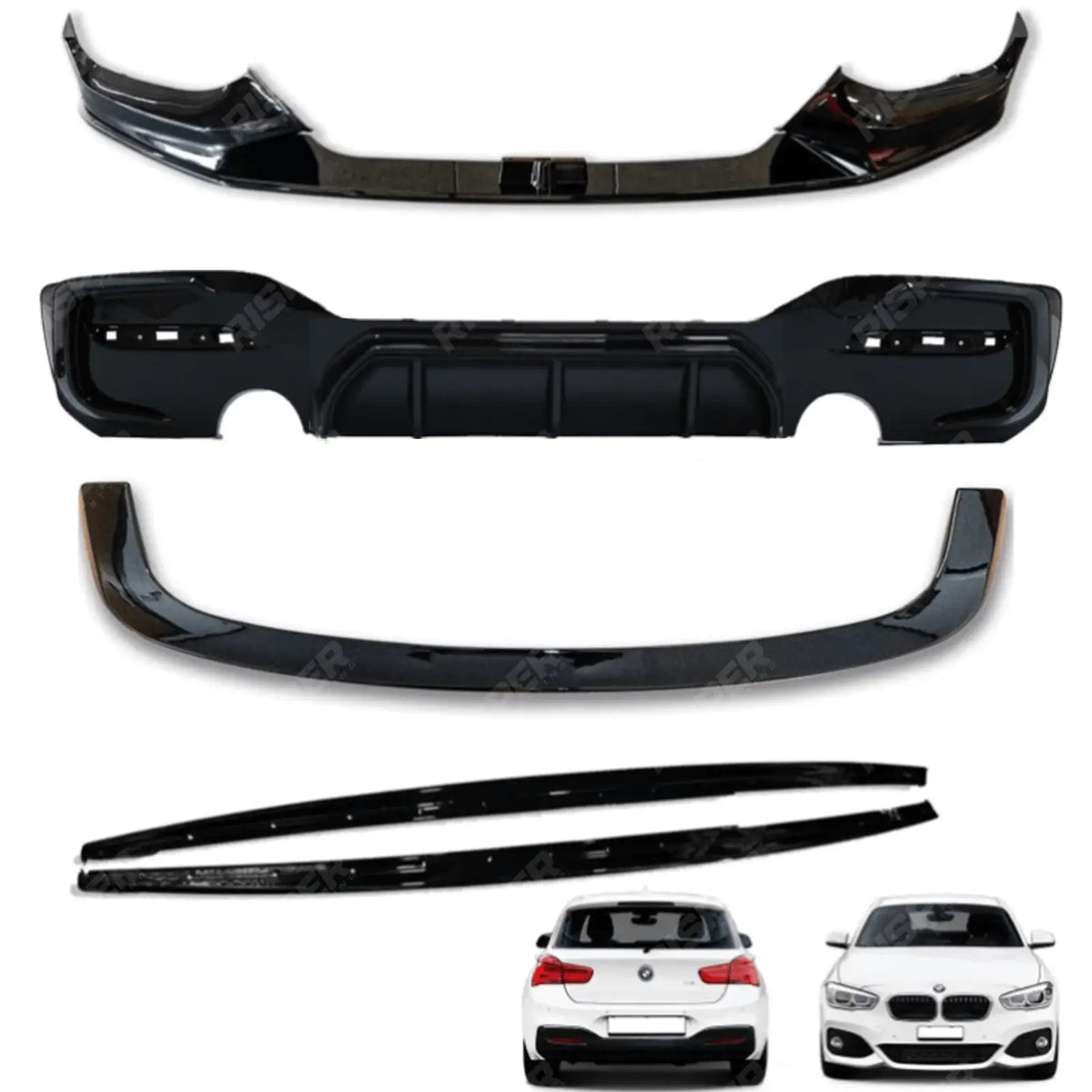 Gloss Black Full Aero Body Kit Diffuser 0____0 For BMW 1 Series LCI M Sport F20 F21 2015-2019