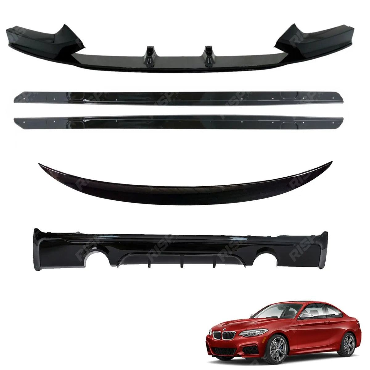 Gloss Black Full Aero Body Kit Diffuser 0___0 For BMW 2 Series F22 M Sport 2014-2021