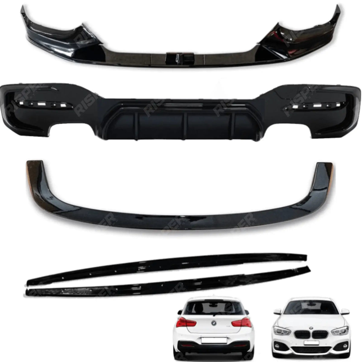 Gloss Black Full Aero Body Kit Diffuser 00___00 For BMW 1 Series LCI M Sport F20 F21 2015-2019