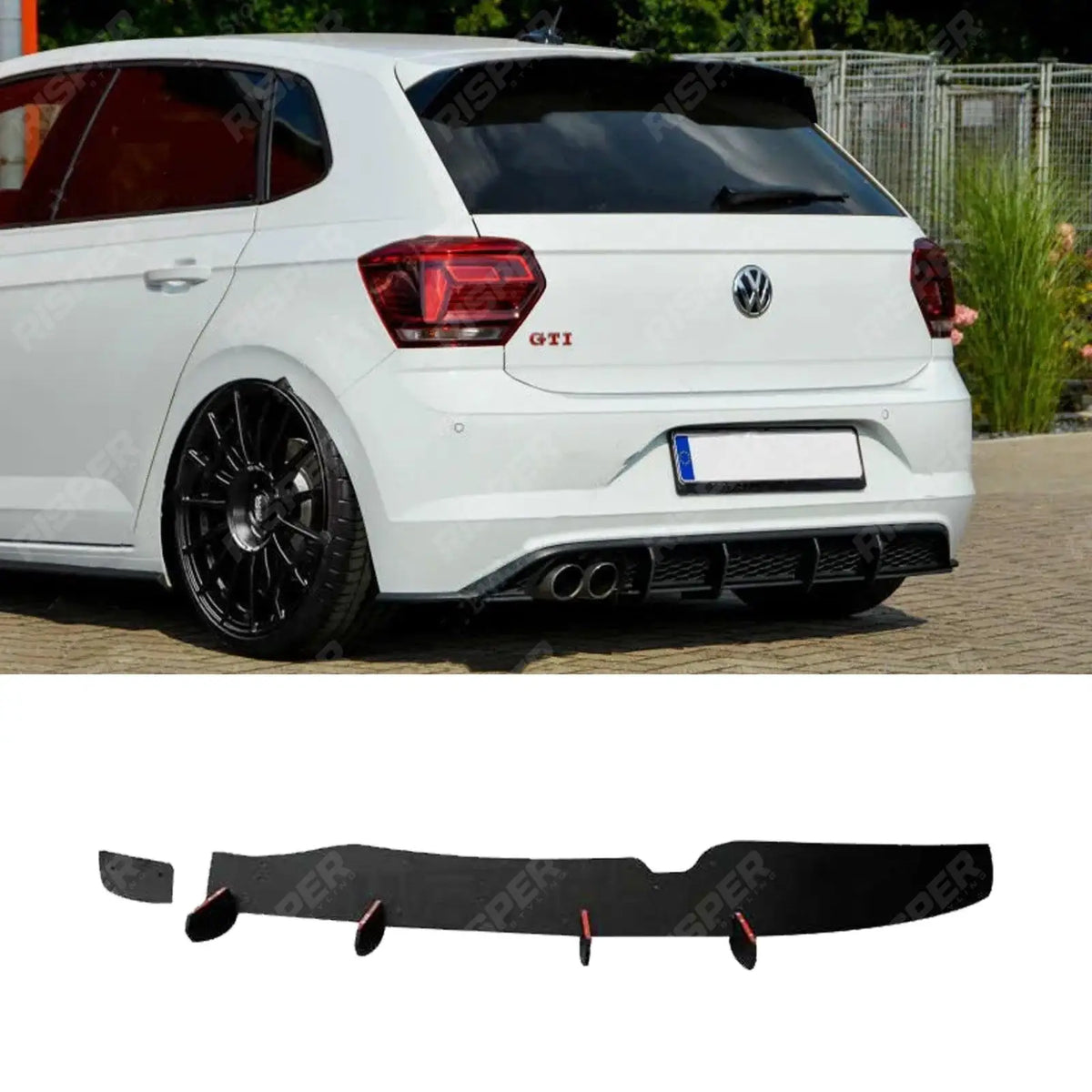Gloss Black Rear Blade Diffuser For Volkswagen Polo MK6 GTI AW 2018+