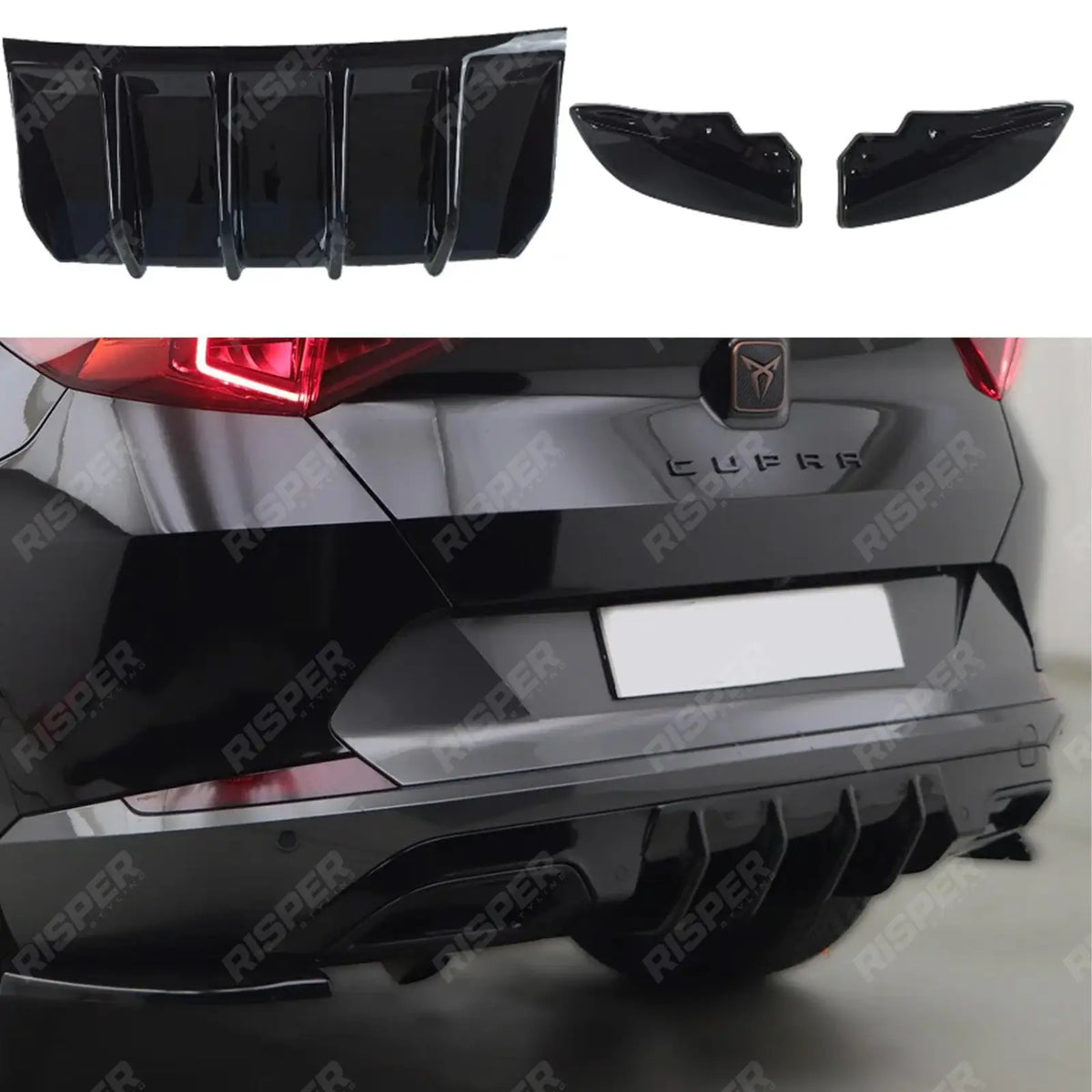 Rear Diffuser Valance & Rear Side Splitters In Gloss Black For Cupra Formentor 2020 On
