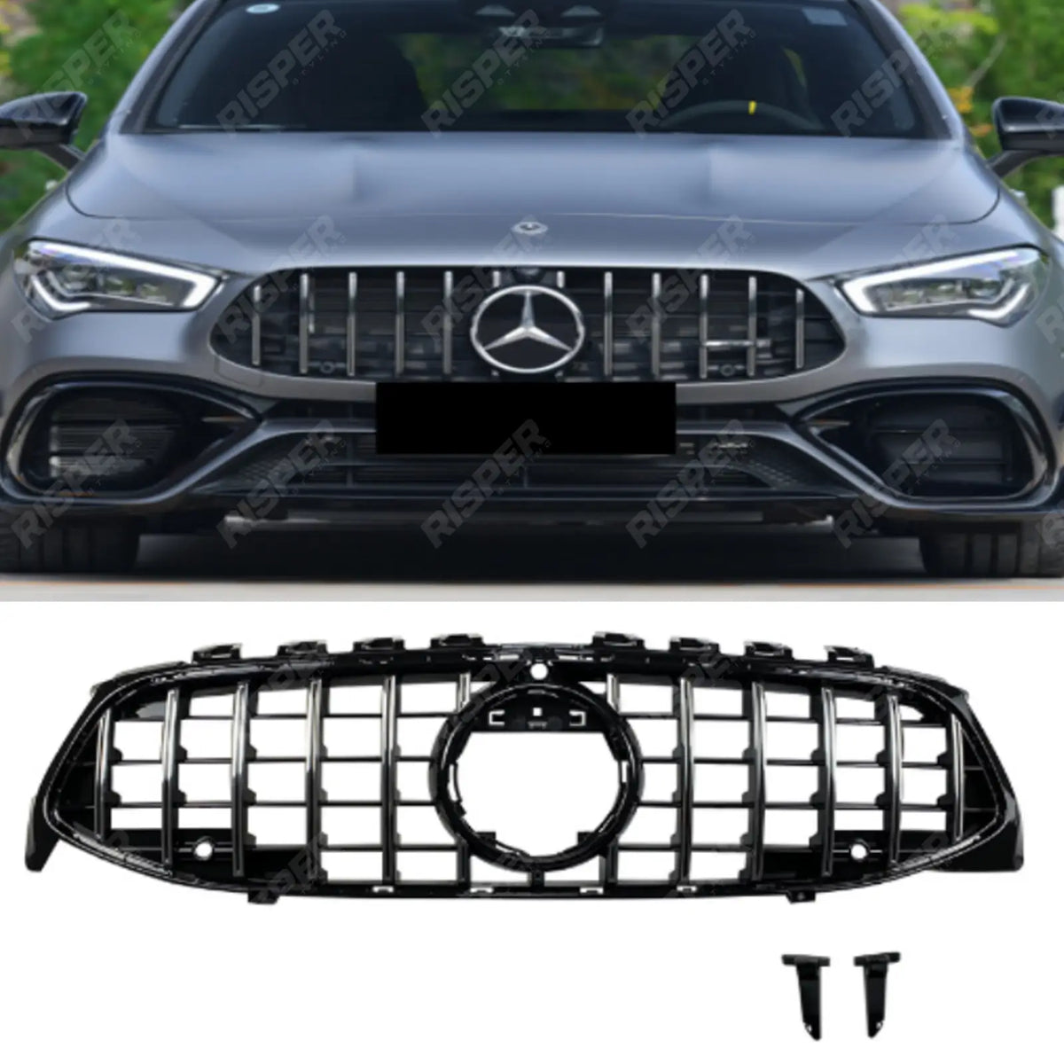 GT Grill In Full Gloss Black For Mercedes CLA C118 2019-2023