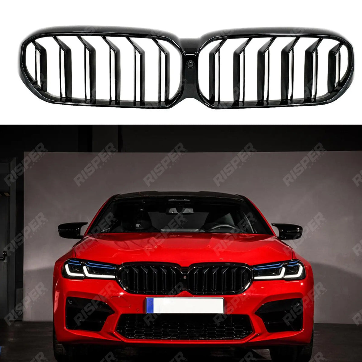 LCI Upgrade Front Grill in Gloss Black M5 Look For BMW 5 Series G30 G31 2021+