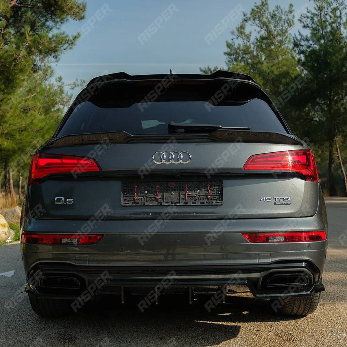 Lower Spoiler In Gloss Black For Audi Q5 S-Line Mk2 Facelift 2020-2024