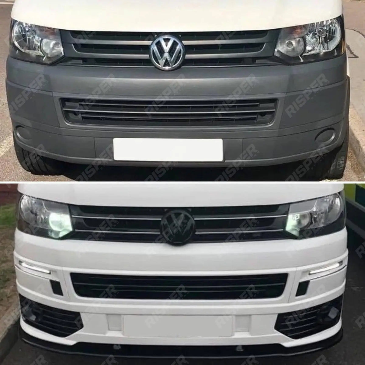Lower Sportline Style Front Splitter with Fog Light Pods For VW T5 Transporter 2010-2015