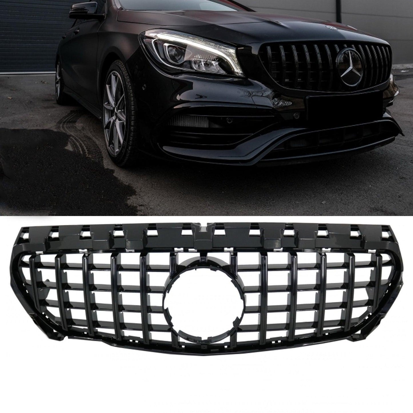 Mercedes CLA W117 2013-2015 Front Grill - Panamericana GT-R Style In Black - TMC Motorsport
