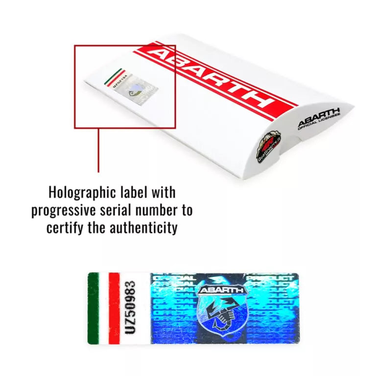 Abarth Carbon Effect Keyring - White Tricolore - Various Options - Abarth Tuning