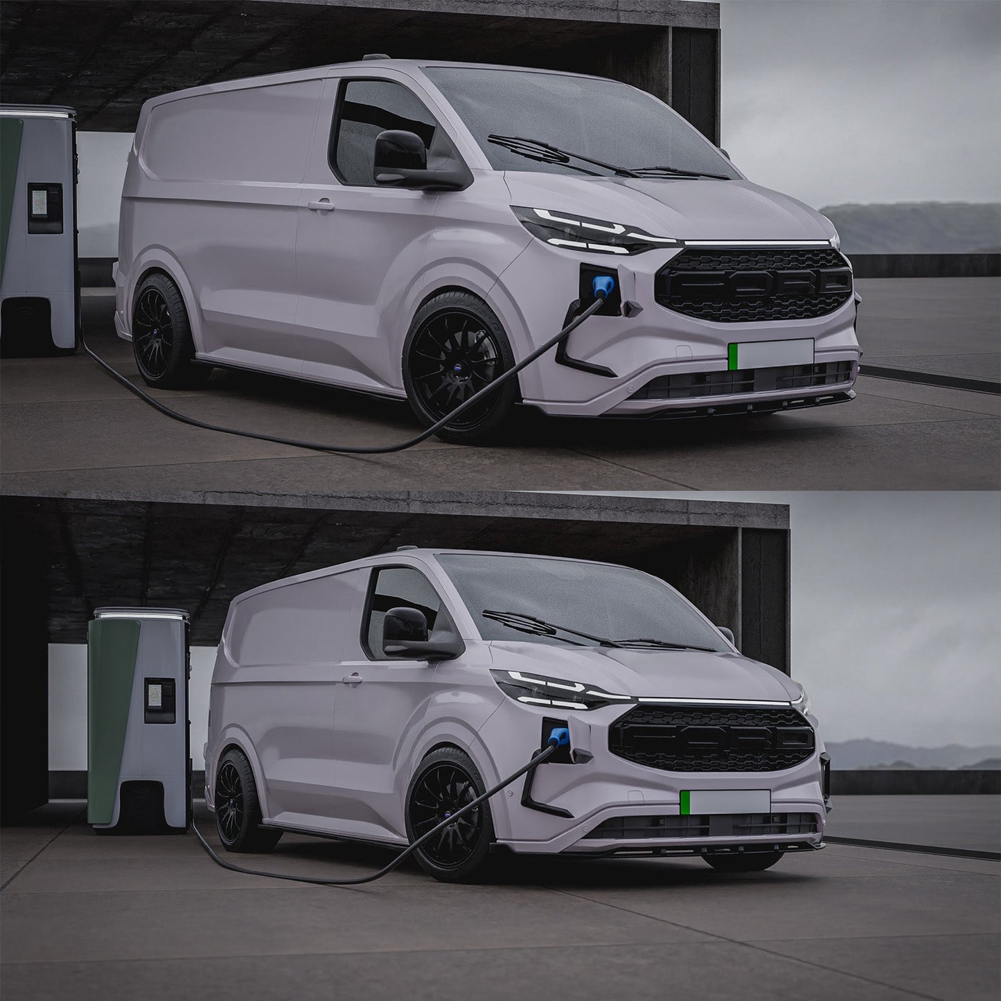 Ford Transit E Custom & PHEV MK2 2024 on Front Aero Canard Loops In Gloss Black - TMC Motorsport