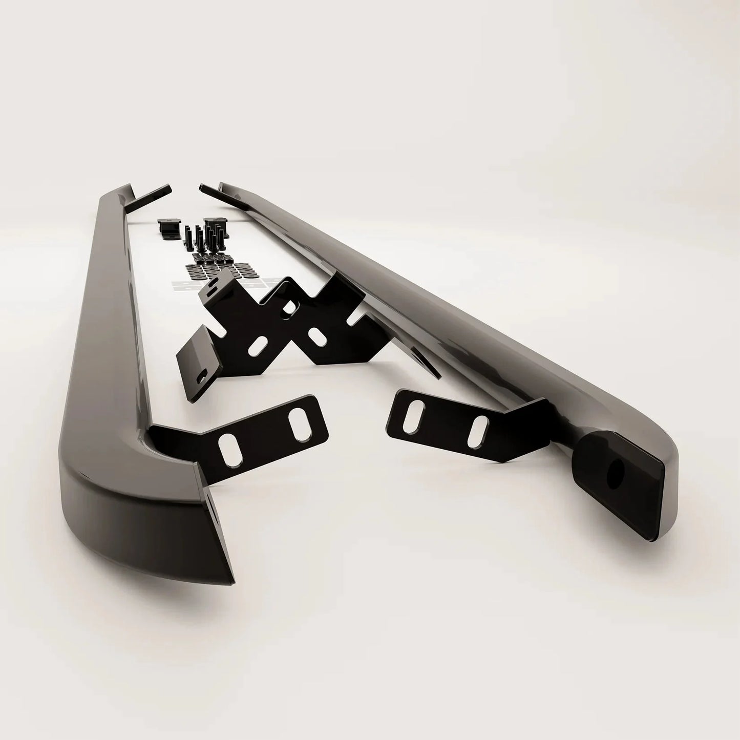 Volkswagen Transporter LWB T7 2025 on Trapezoid Side Bars In Gloss Black - TMC Motorsport