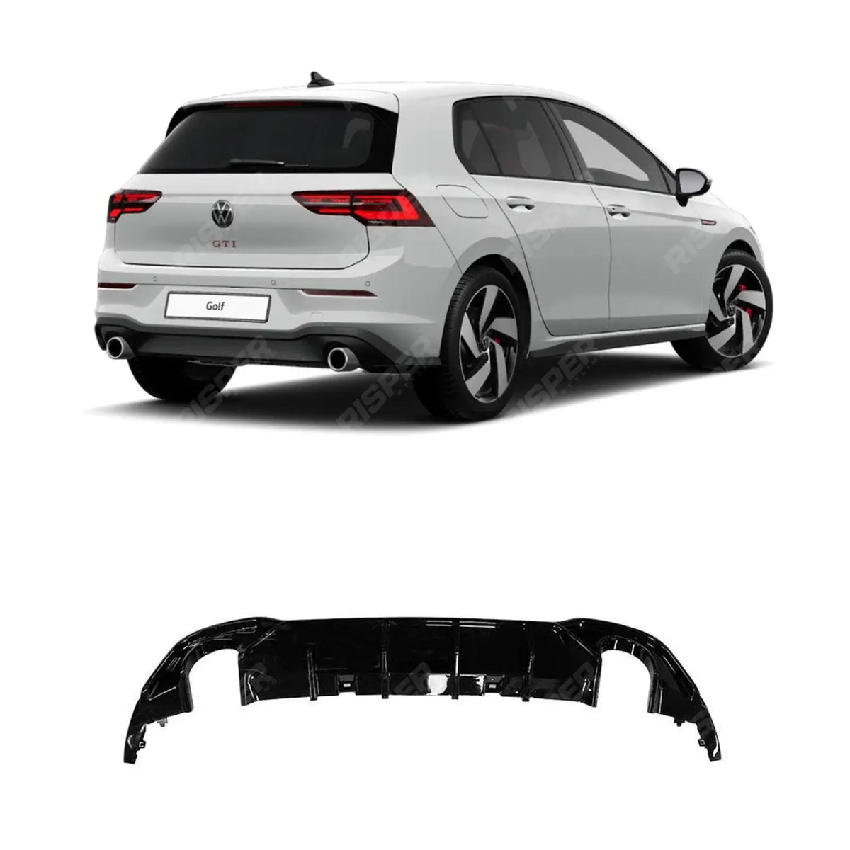 Rear Diffuser In Gloss Black For Volkswagen Golf MK8 GTI