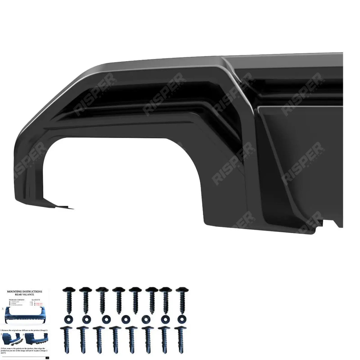 Rear Diffuser Valance In Gloss Black For A3 S LINE 8Y 2020 2024 Audi S3 8Y 2020-2024