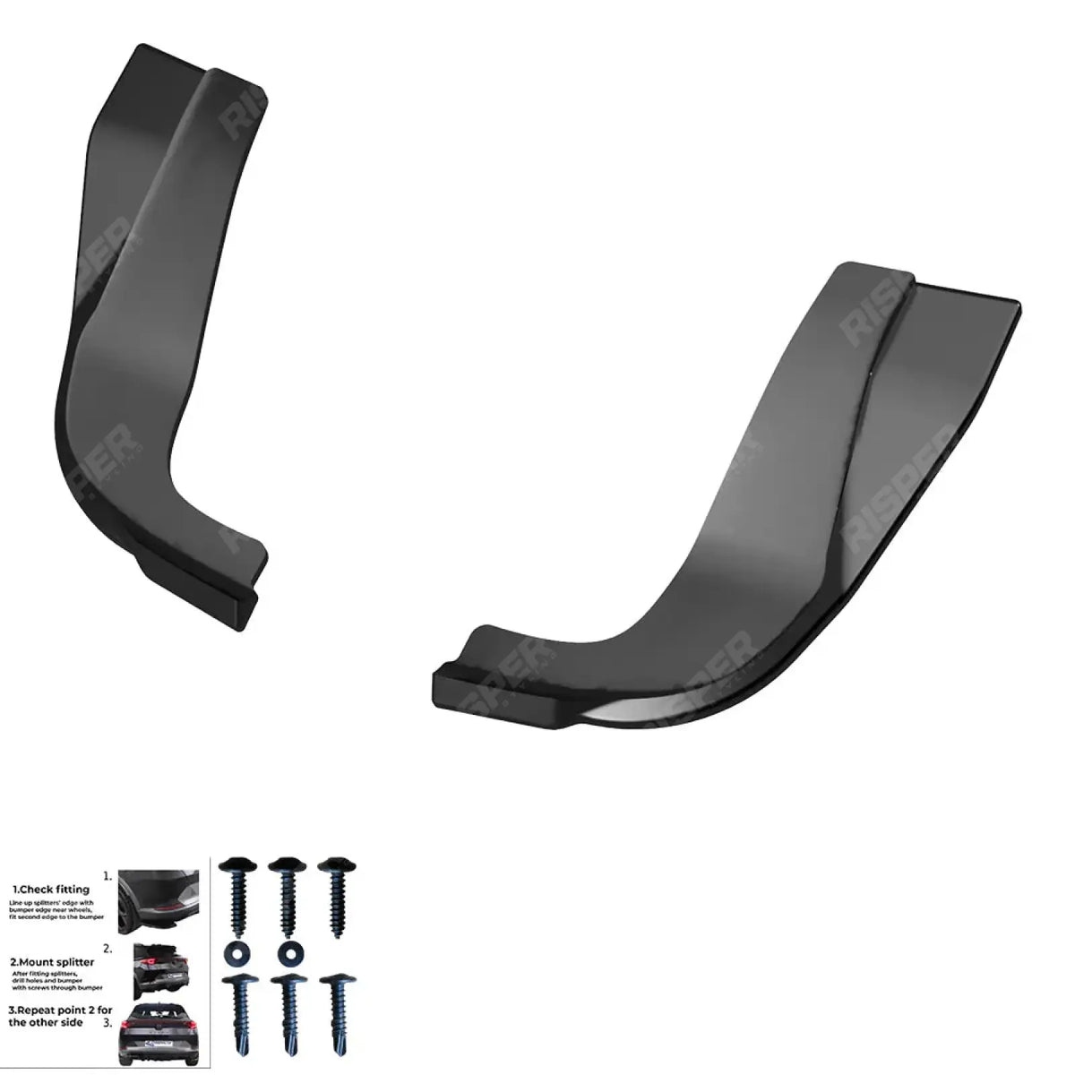 Rear Side Splitters In Gloss Black (2 Pcs) For Hyundai I20 N Mk3 2020+