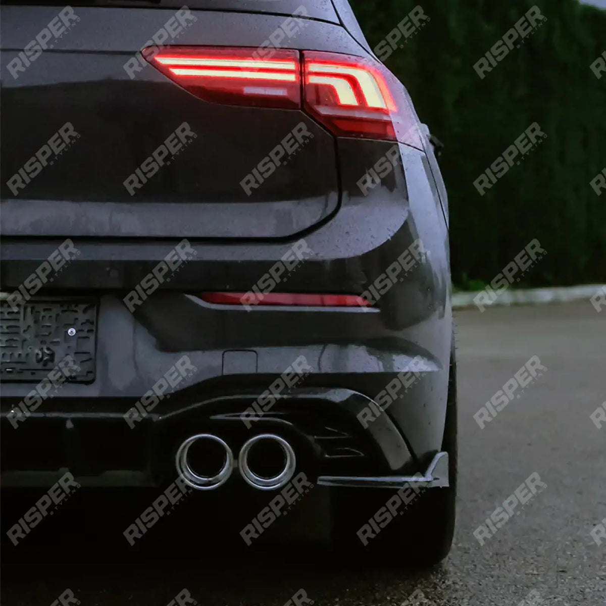 Rear Valance With Side Splitters in Gloss Black For VW Golf Mk8 Life / Match / Style