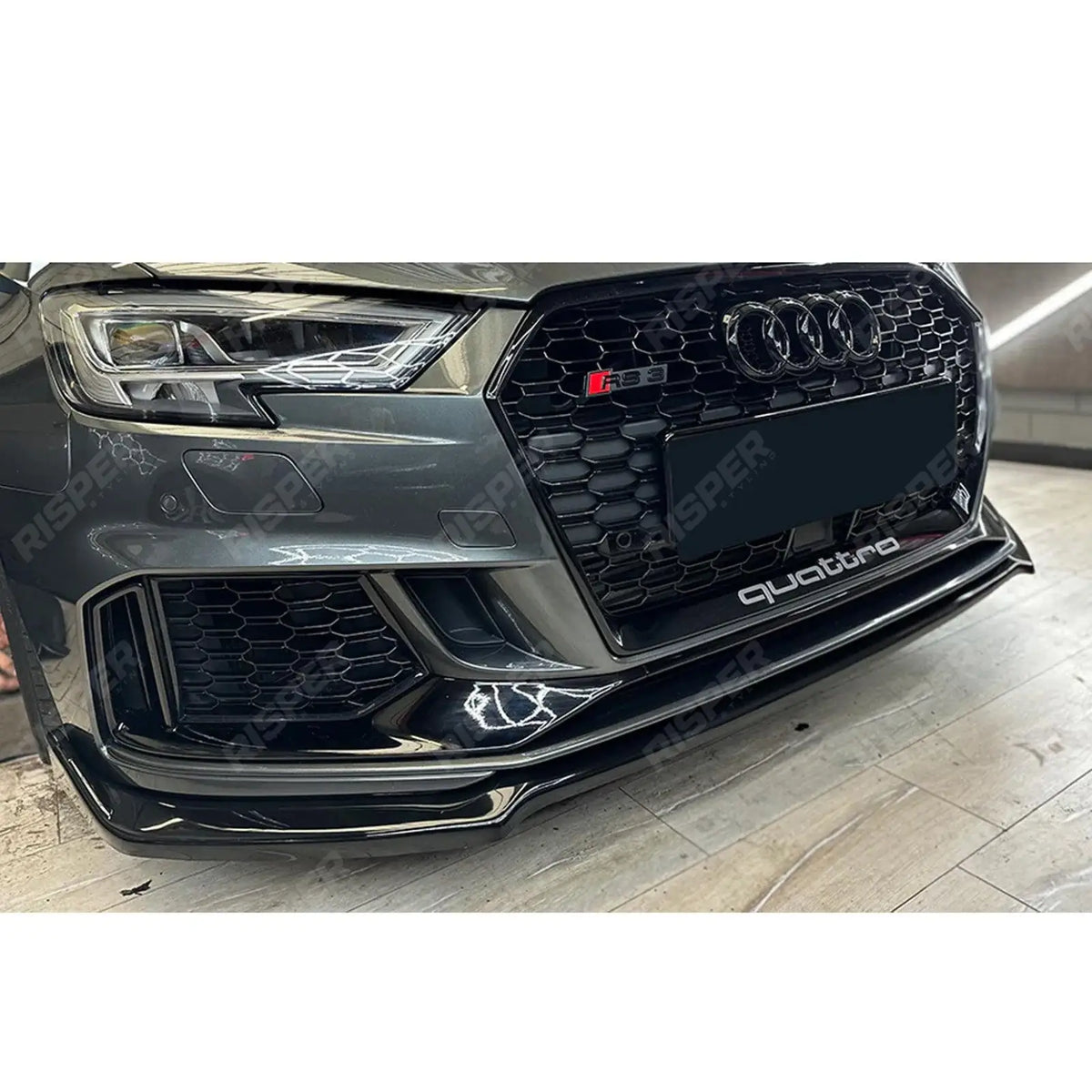 Risper Front Splitter In Gloss Black For Audi RS3 (8V) Facelift 2017-2020