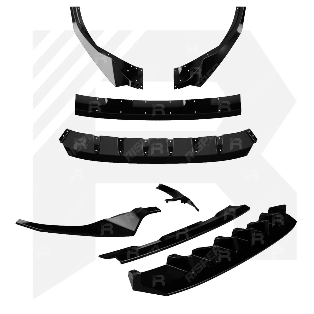 Risper Front Splitter Lip In Gloss Black For Audi Q8 S Line 2018-2023