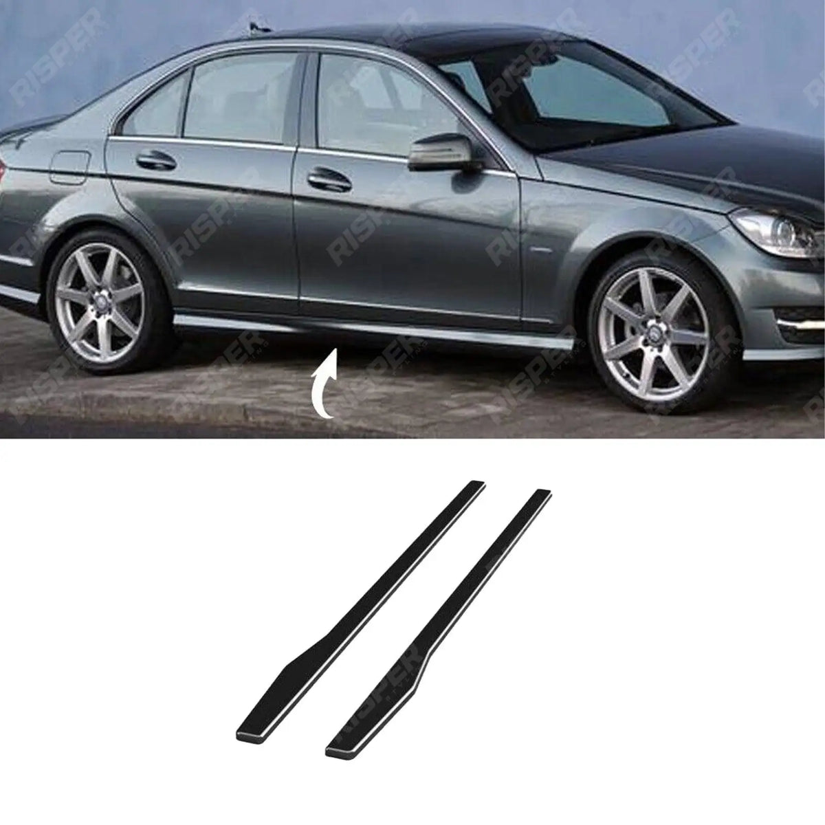 RISPER SIDE SKIRT SPLITTERS IN GLOSS BLACK For MERCEDES C CLASS W205 15-18 / C CLASS W205 18-21