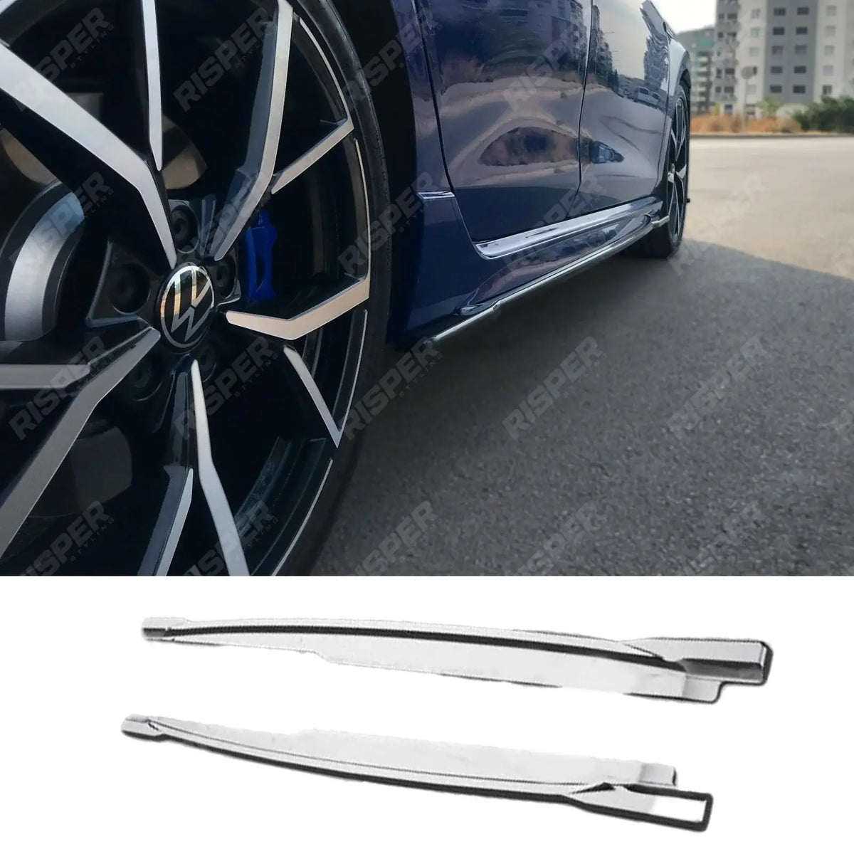 Risper Side Skirt Splitters In Gloss Black For Volkswagen Golf R MK8 2020+