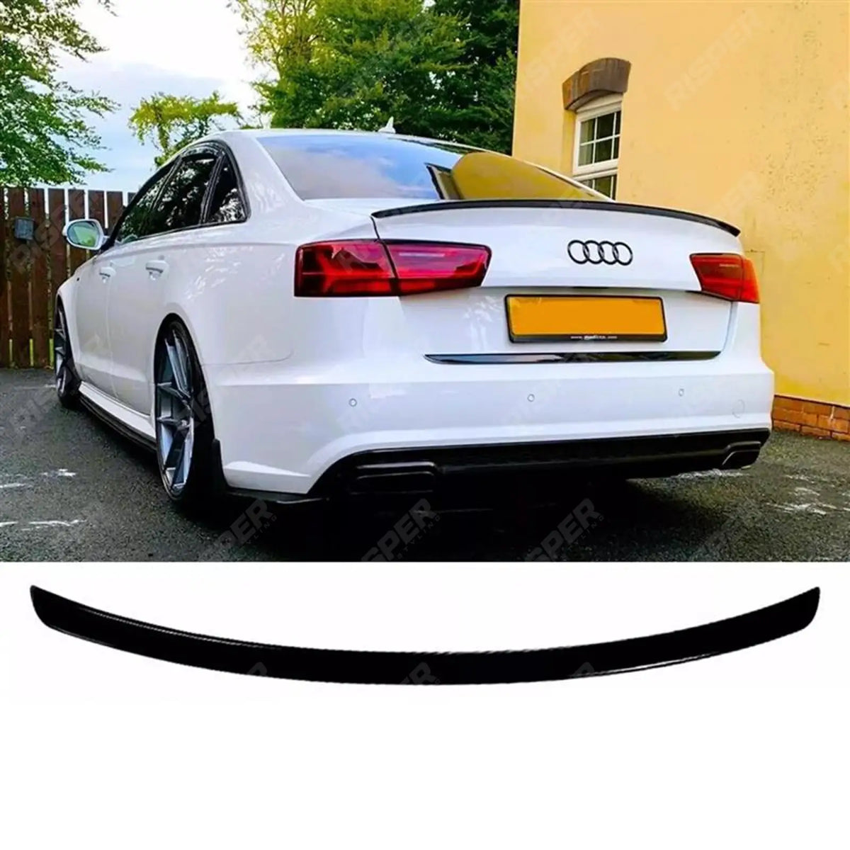 S3 Style Rear Spoiler Lip In Gloss Black For Audi A6 C7 2012-2017