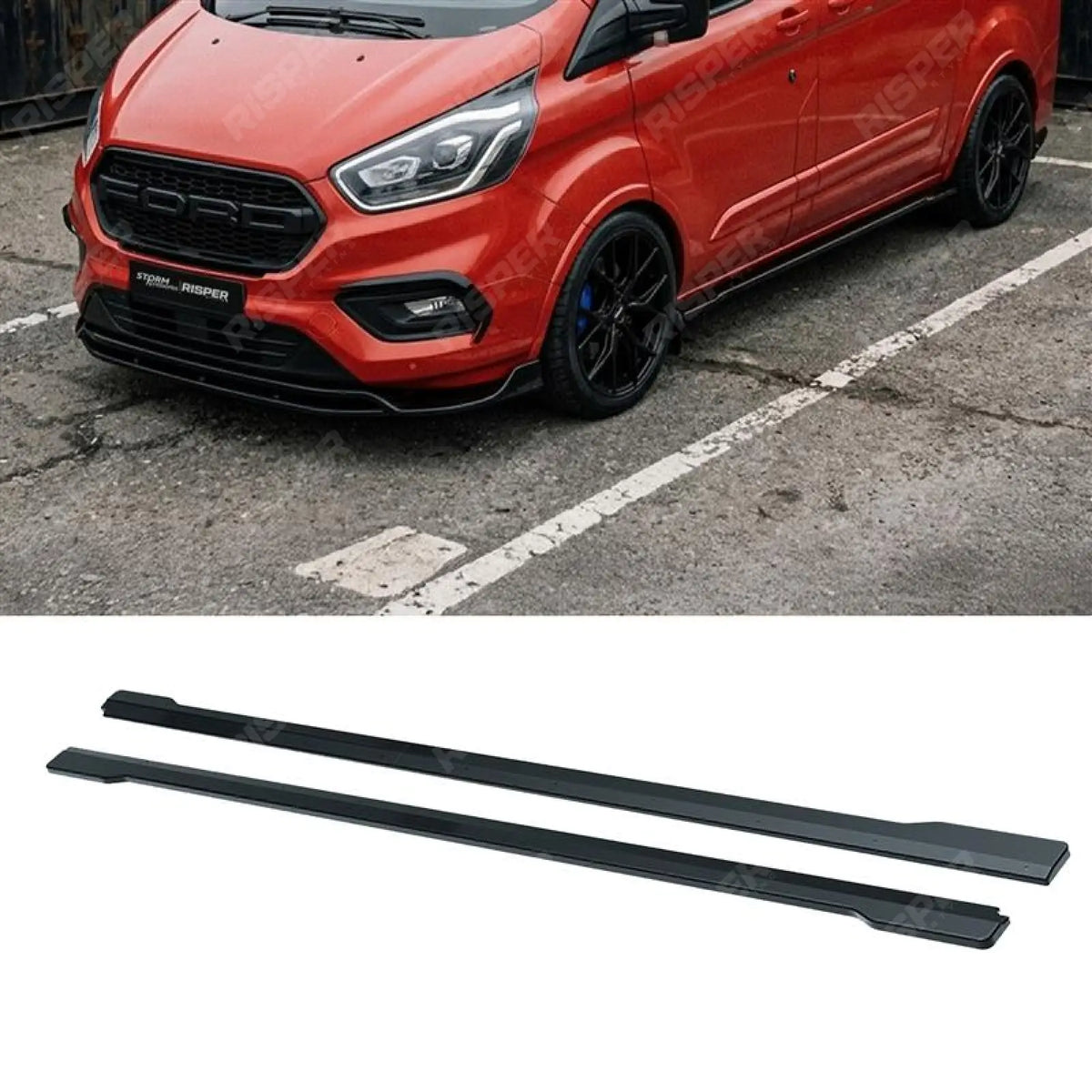 Side Skirt Splitters In Gloss Black For Ford Transit Custom Mk1 Facelift SWB 2017-2023