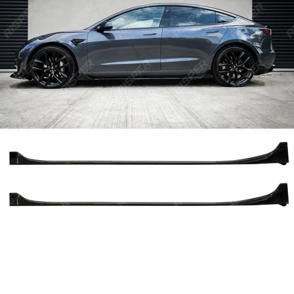 Side Skirts Pair In Gloss Black For Tesla Model 3 2018 - 2023