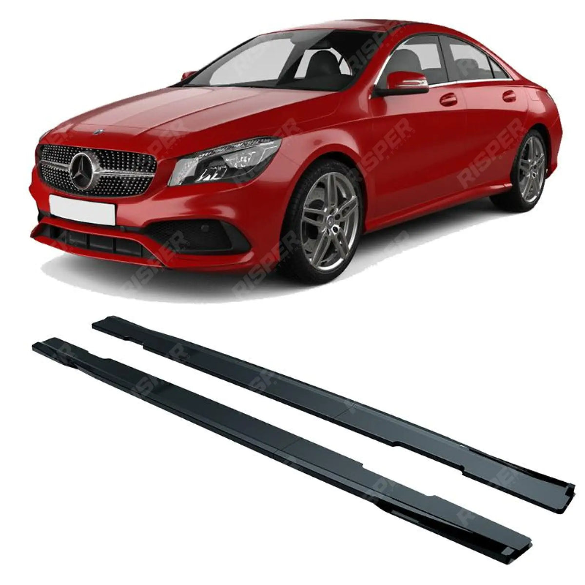 Side Skirts Splitters In Gloss Black For Mercedes CLA 2018+ - C118 AMG Line