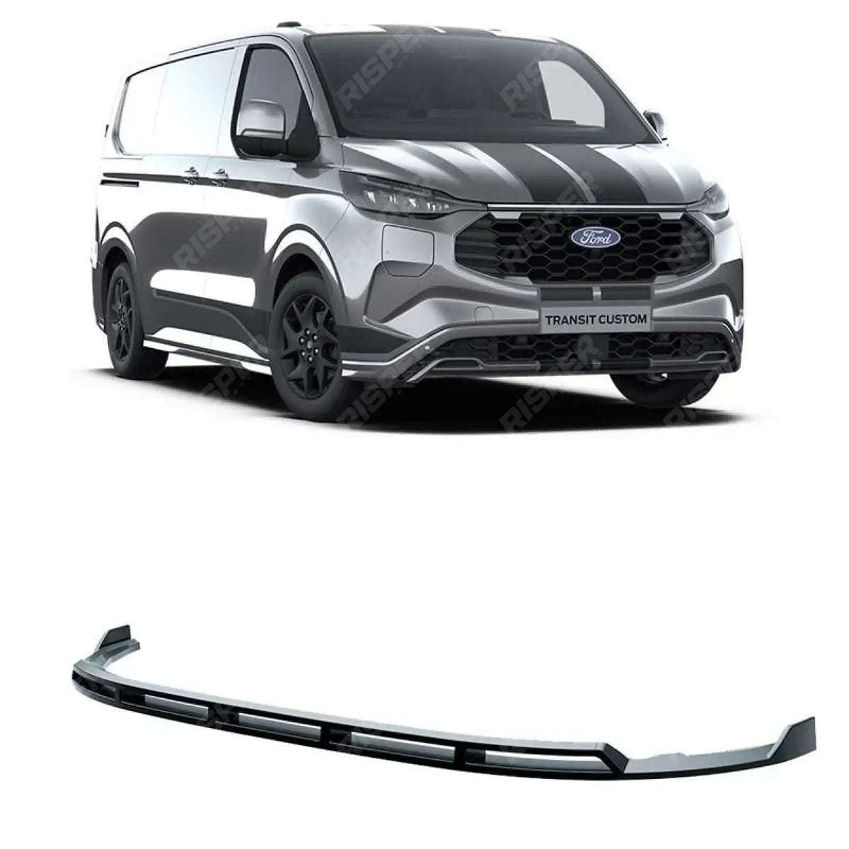 'Sport' Front Splitter Lip In Gloss Black For Ford Transit Custom MK2 2023+