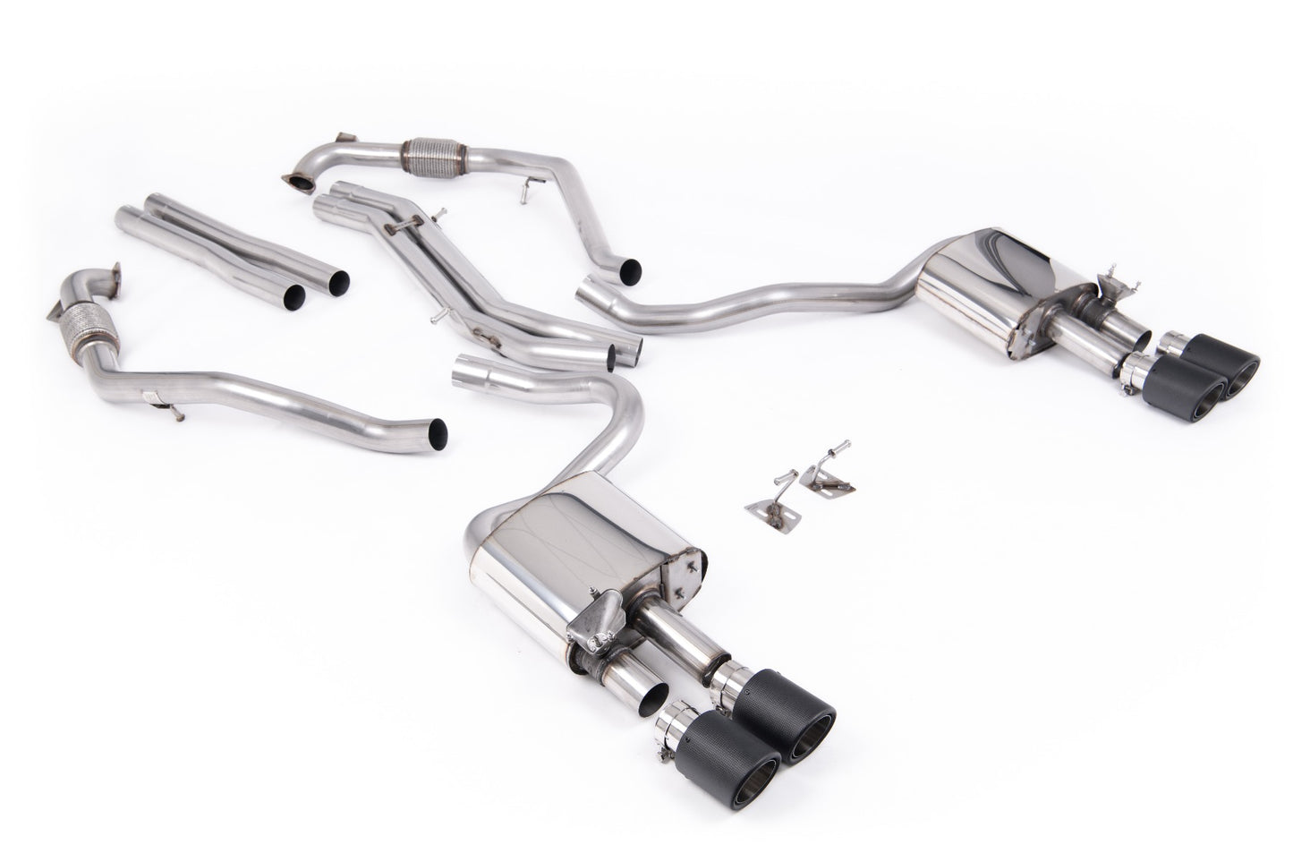 Audi S5 B9 Sport Diff models with Brace Bars - Non-Resonated Cat-Back (Louder) with Quad Carbon Trims
