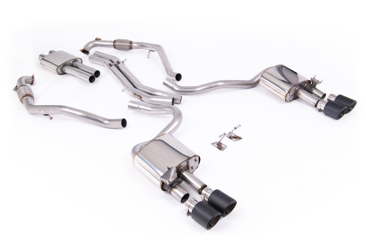 Audi S5 B9 Sport Diff models with Brace Bars (RHD) - Resonated Cat-Back with Quad Carbon Trims