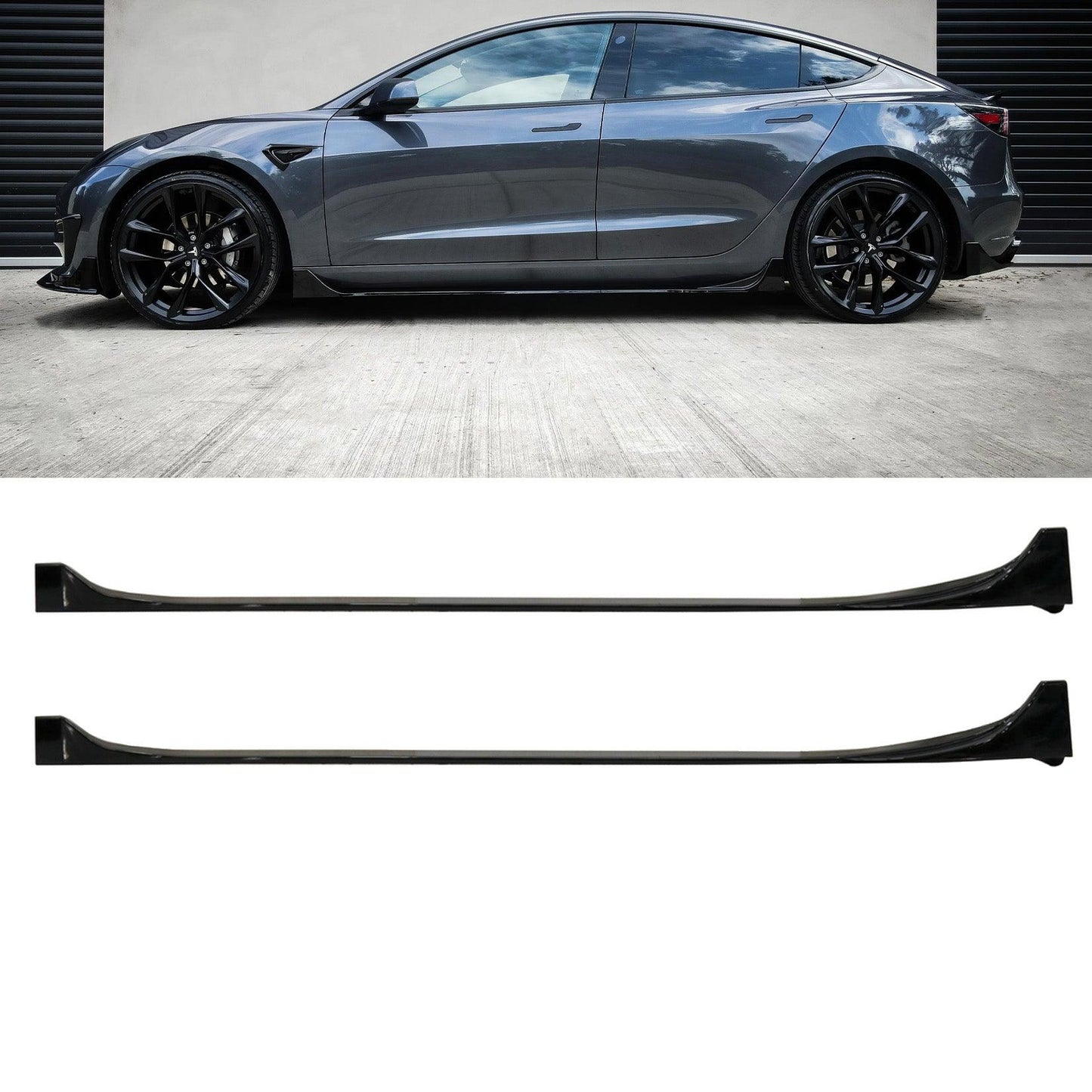 Tesla Model 3 2018 - 2023 Side Skirts Pair In Gloss Black - TMC Motorsport