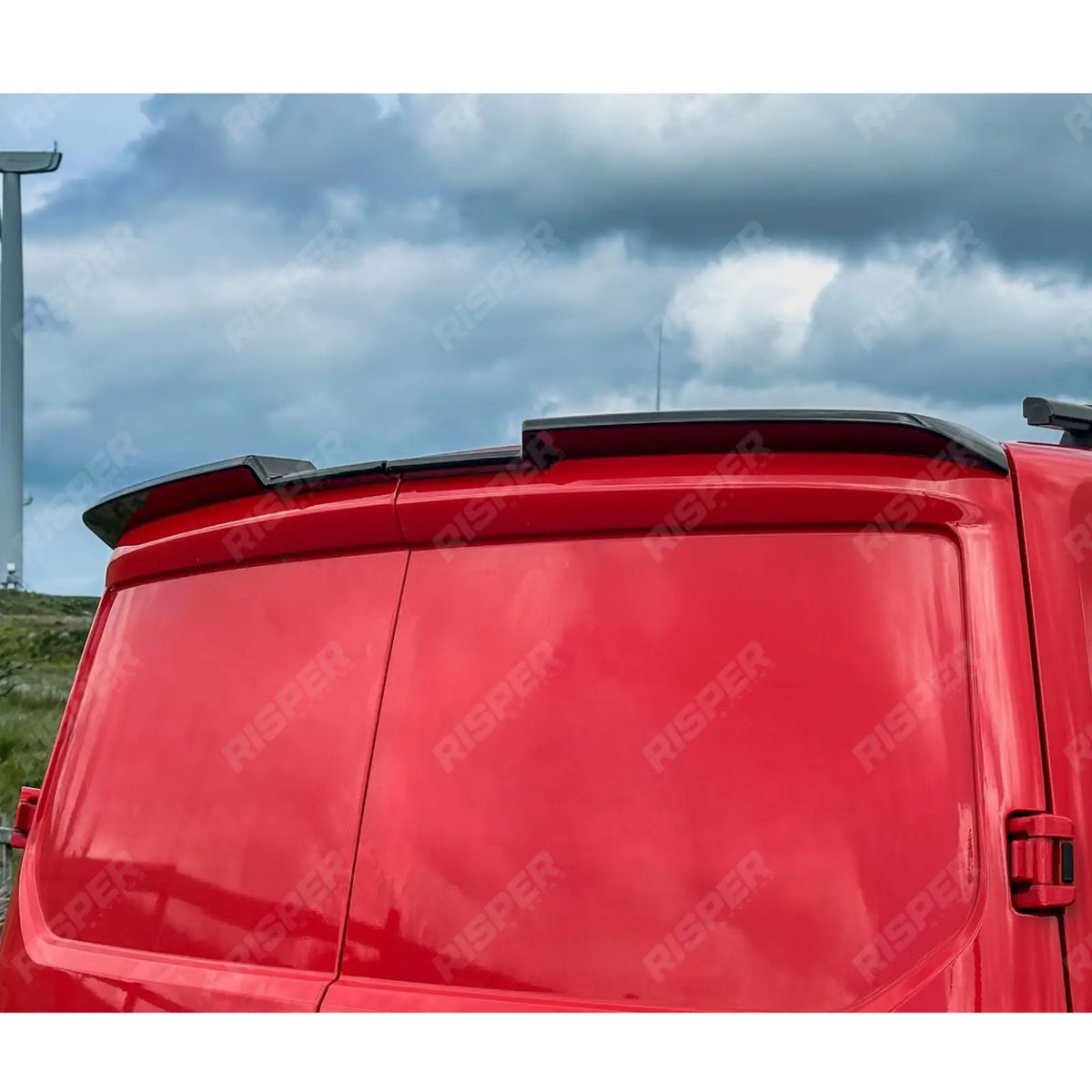 V2 Rear Spoiler In Gloss Black For Ford Transit Custom MK2 2024 On Barn Door