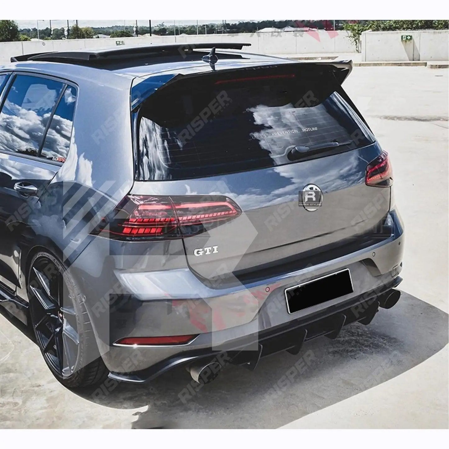 Volkswagen Golf MK7.5 2017+ GTI Blade Type Diffuser In Gloss Black
