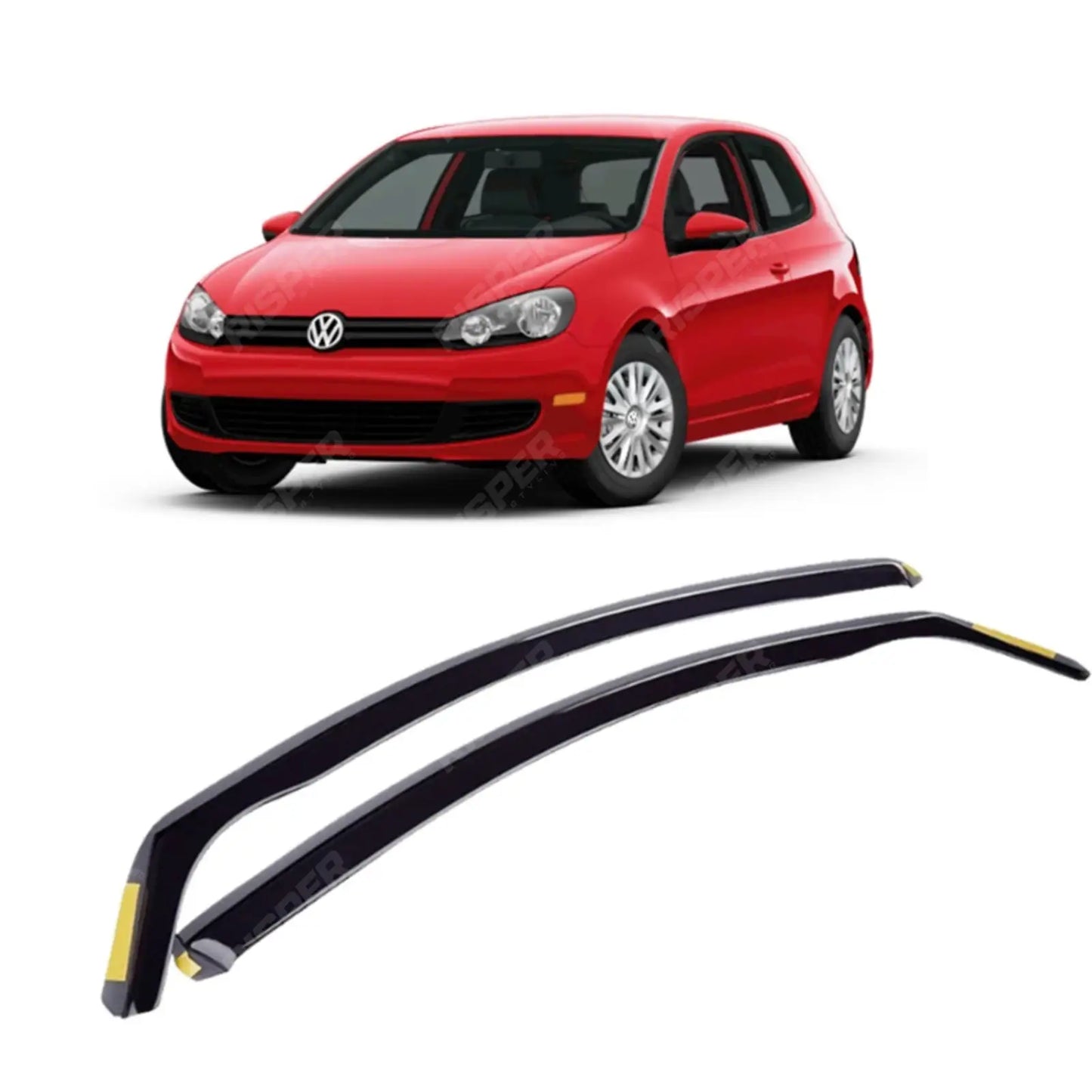 VW Golf MK6 2008 - 2013 STX Internal Wind Deflectors - 2PCS - Clip In Fitment - Dark Smoke