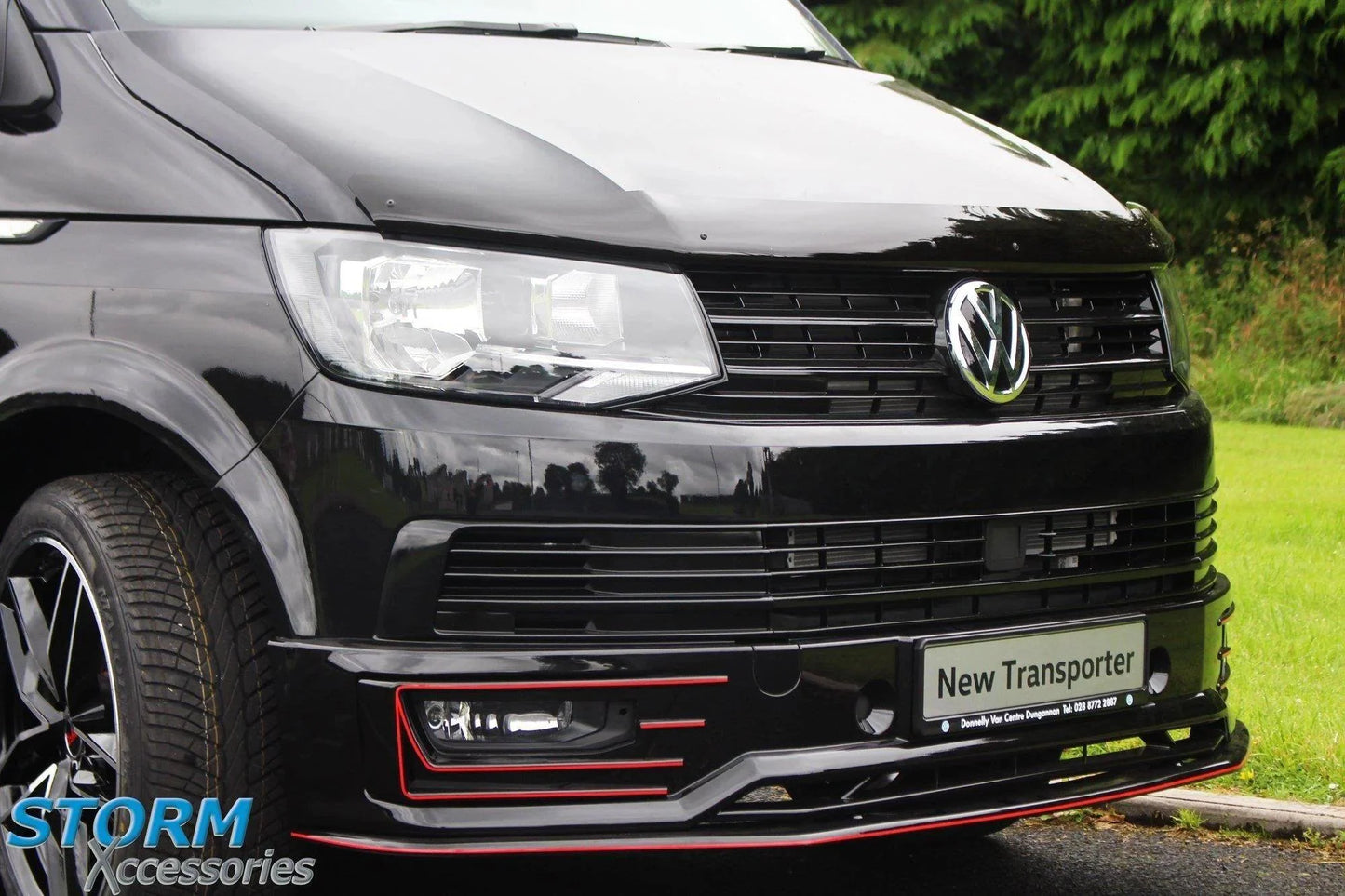 VW T6 Transporter 2015 Onwards - Front Sport-Line Spoiler Splitter Lip in Gloss Black - TMC Motorsport