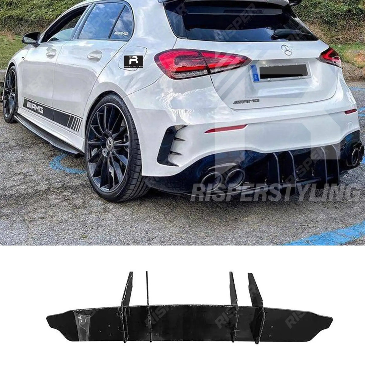 Rear Blade Style Diffuser Gloss Black For Mercedes A Class Amg 2019+ W177