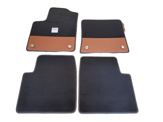 Genuine Abarth Carpet Mat Set, Brown Leather - 500 595 Abarth (MTA/AUTO) - Left Hand Drive Vehicles