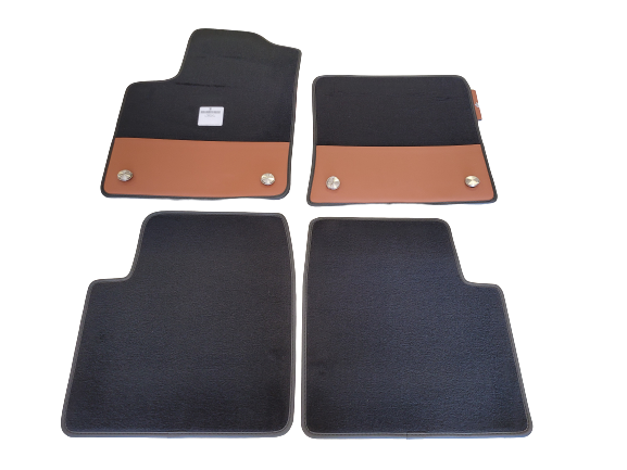 Genuine Abarth Carpet Mat Set, Brown Leather - 500 595 Abarth (MTA/AUTO) - Left Hand Drive Vehicles