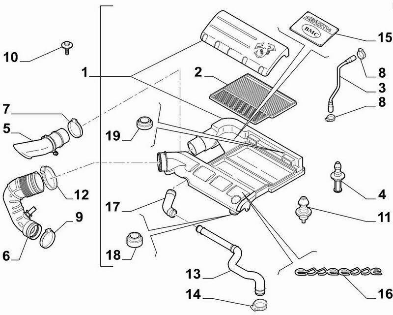 Genuine Abarth Pipe, Air Filter - 500 Abarth - TMC Motorsport