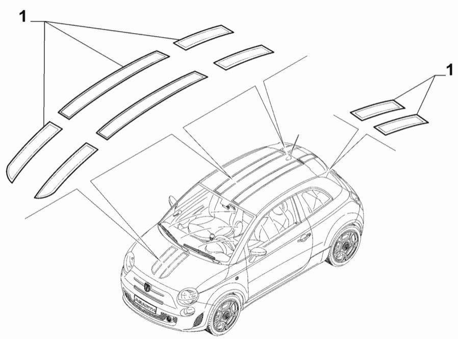 Genuine Abarth Twin Stripe Decal Kit - 500 Abarth Tributo Ferrari - TMC Motorsport