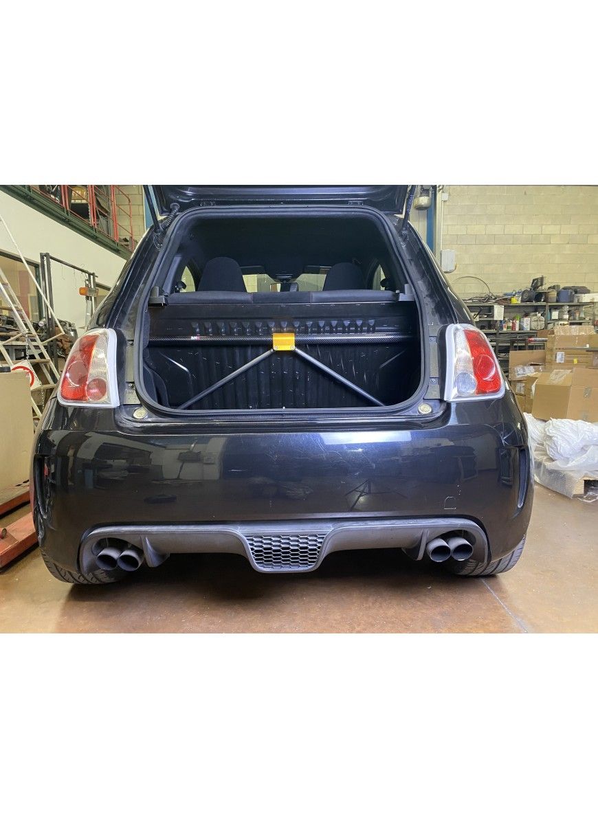Abarth 500 / 595 / 695 Carbon REAR STRUT BAR WITH TIE RODS KIT WITH REAR SEAT REMOVAL - DNA RACING - TMC Motorsport