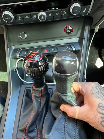 Carbon Fibre DSG Gear Knob with Red-Stitched Gaiter – Audi Fitment | CEUK