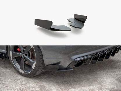 Maxton Design Street PRO Rear Side Splitters + Flaps Audi RS3 8V Sportback - Black-Red + Gloss Flaps